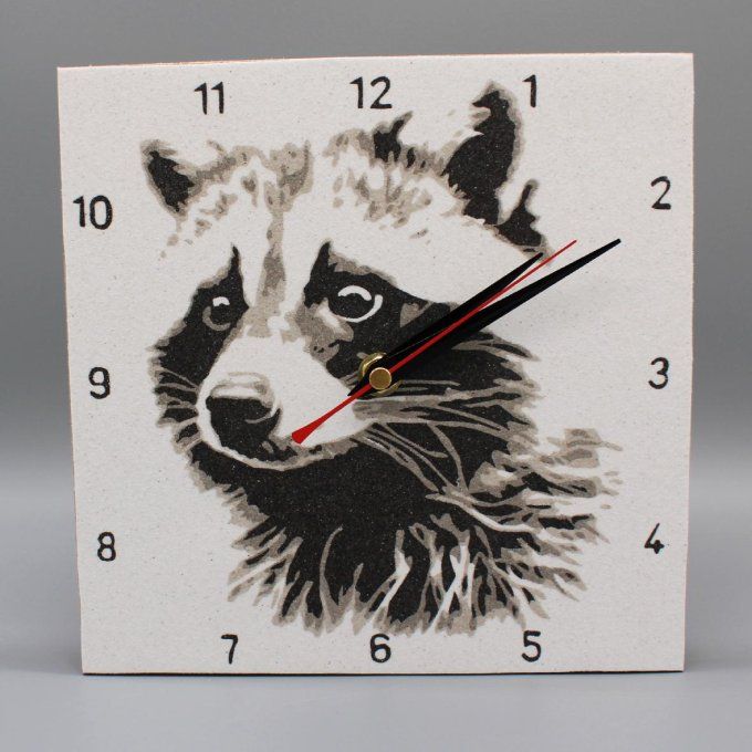 Horloge en sable - Raton laveur