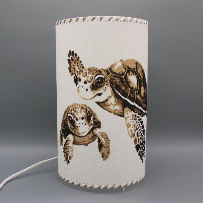 Lampe cylindre en sable - Tortues marines