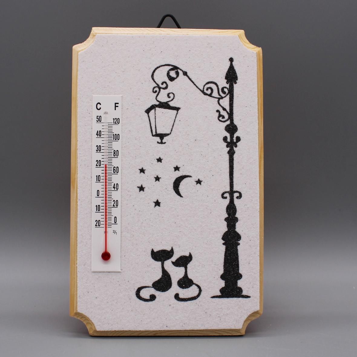 Thermomètre chat romantiques décoratif, mural, artisanal et original
