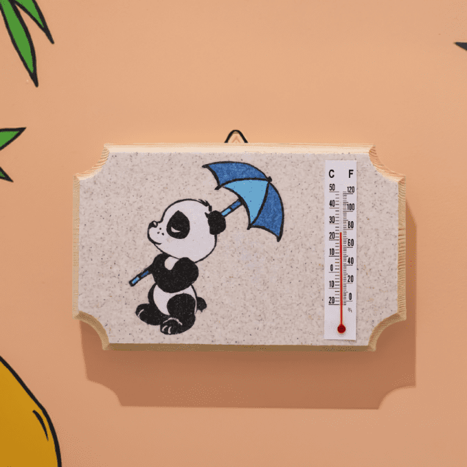 Thermomètre mural panda – Ambiance douce et végétale